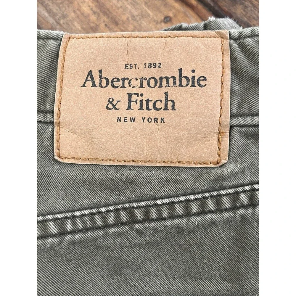 Abercrombie & Fitch Slim Straight Button Fly Jeans Mens 28 x 30 Green Y2K Retro